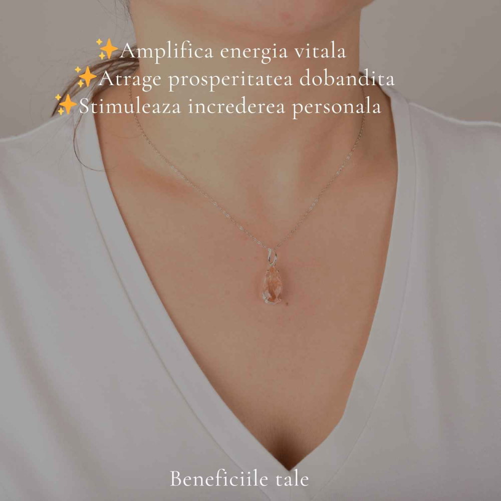 Colier Argint 925 cu Topaz Imperial Lacrima – Abundenta si incredere in Tine [3]