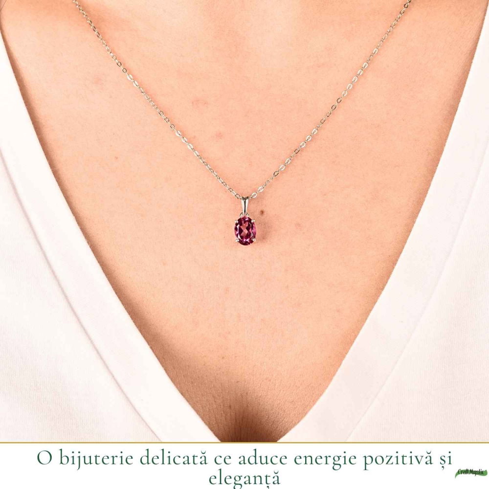 olier argint 925 cu Topaz Roz forma oval – Iubire si echilibru emotional [2]