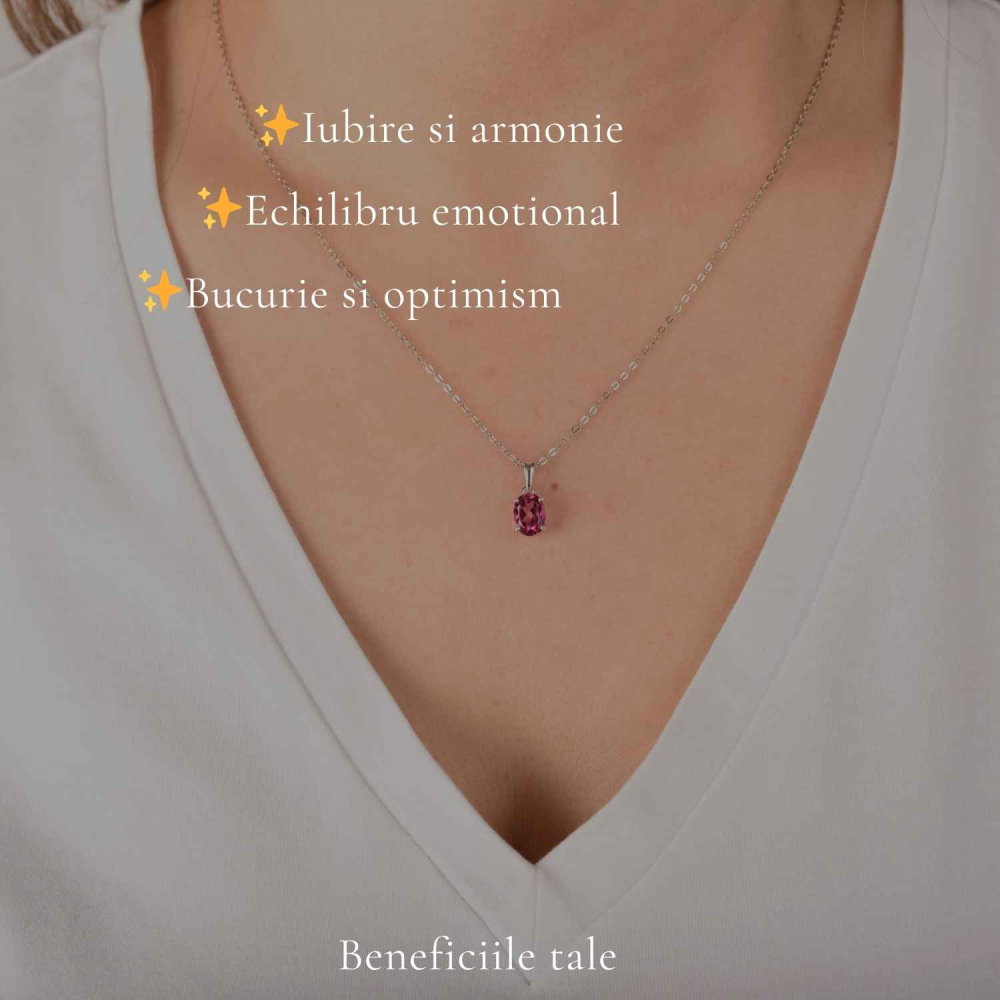olier argint 925 cu Topaz Roz forma oval – Iubire si echilibru emotional [3]