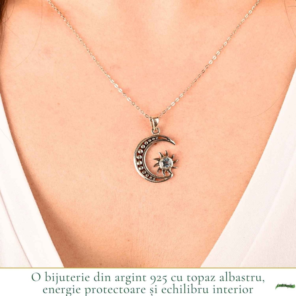 Colier argint 925 cu Topaz Albastru soare si semiluna – Claritate si echilibru [2]