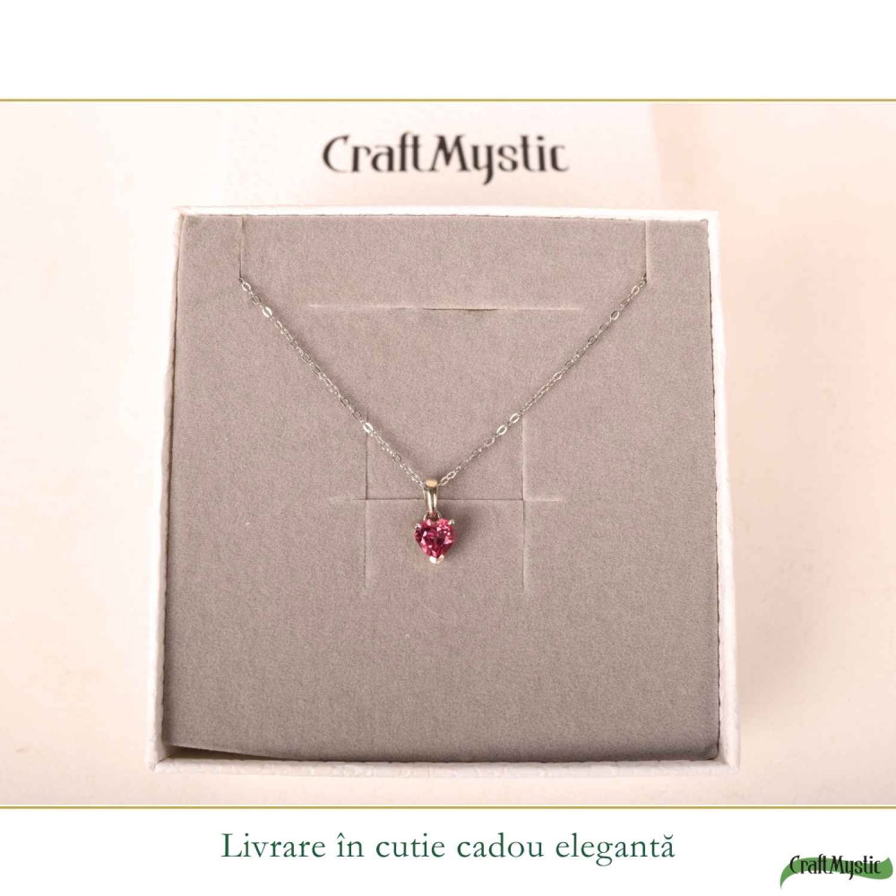 Colier argint 925 cu Topaz Roz forma de inima – Iubire si armonie [6]