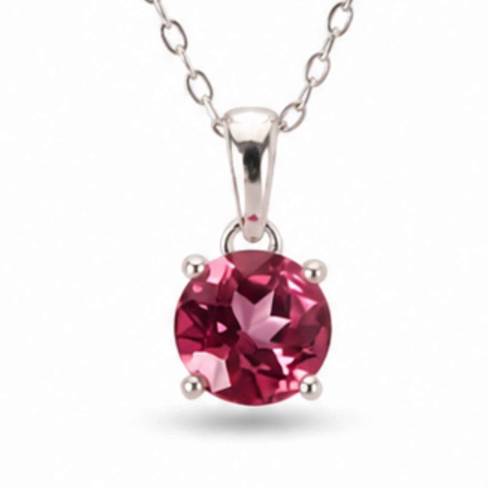 Colier Argint 925 cu Topaz Roz Rotund – Armonie si Iubire de Sine [1]