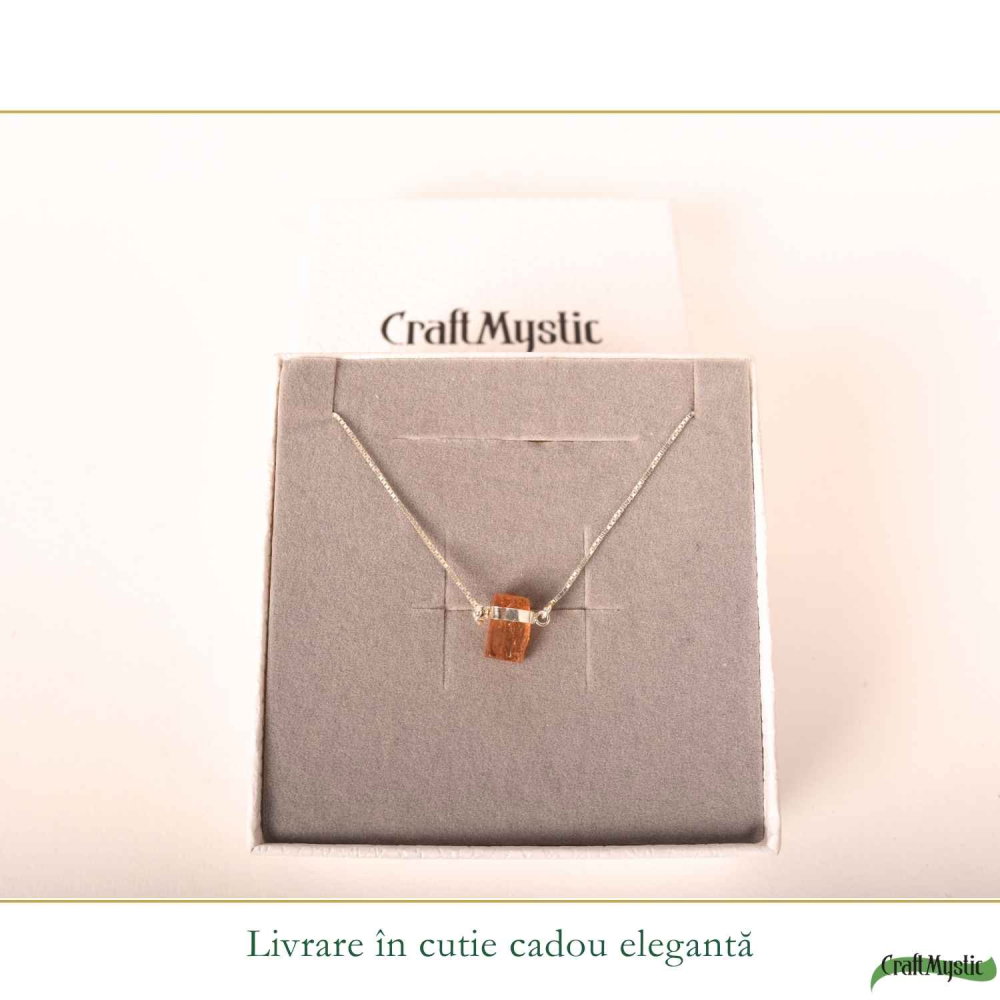 Colier Argint 925 cu Topaz Imperial Brut – Abundenta si incredere in Tine [6]
