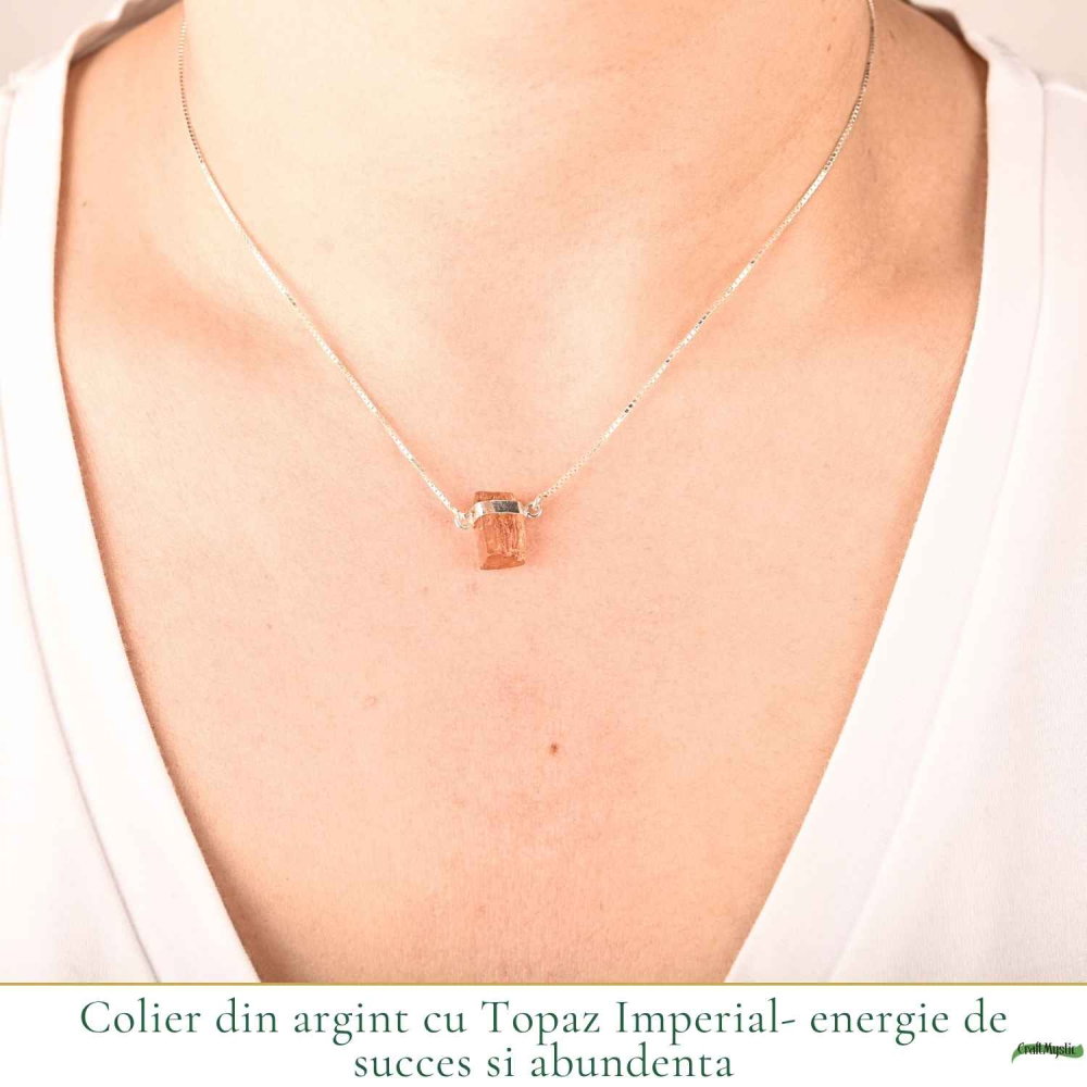Colier Argint 925 cu Topaz Imperial Brut – Abundenta si incredere in Tine [2]