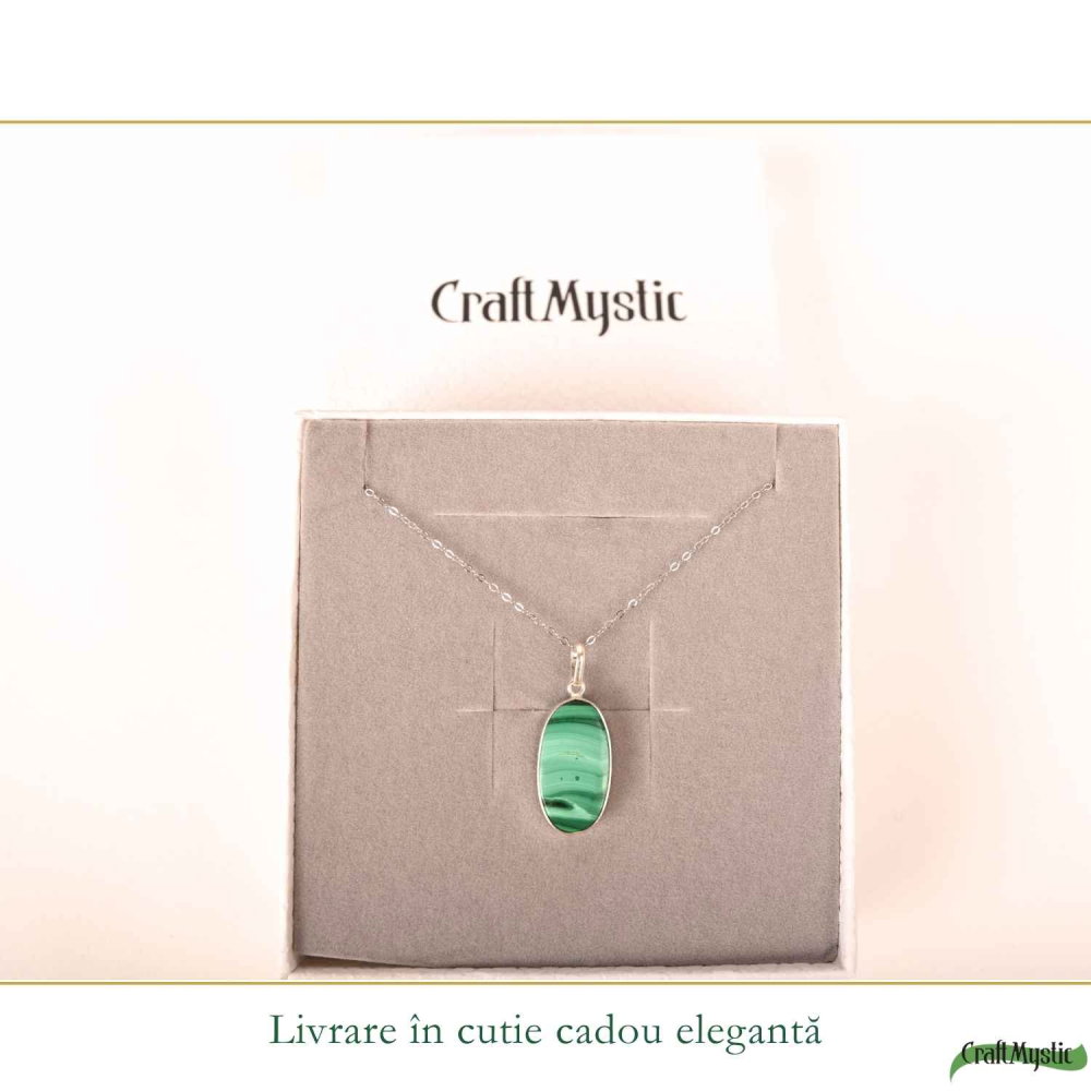Colier Argint 925 cu Malachit Oval – Protectie si Transformare Interioara [6]