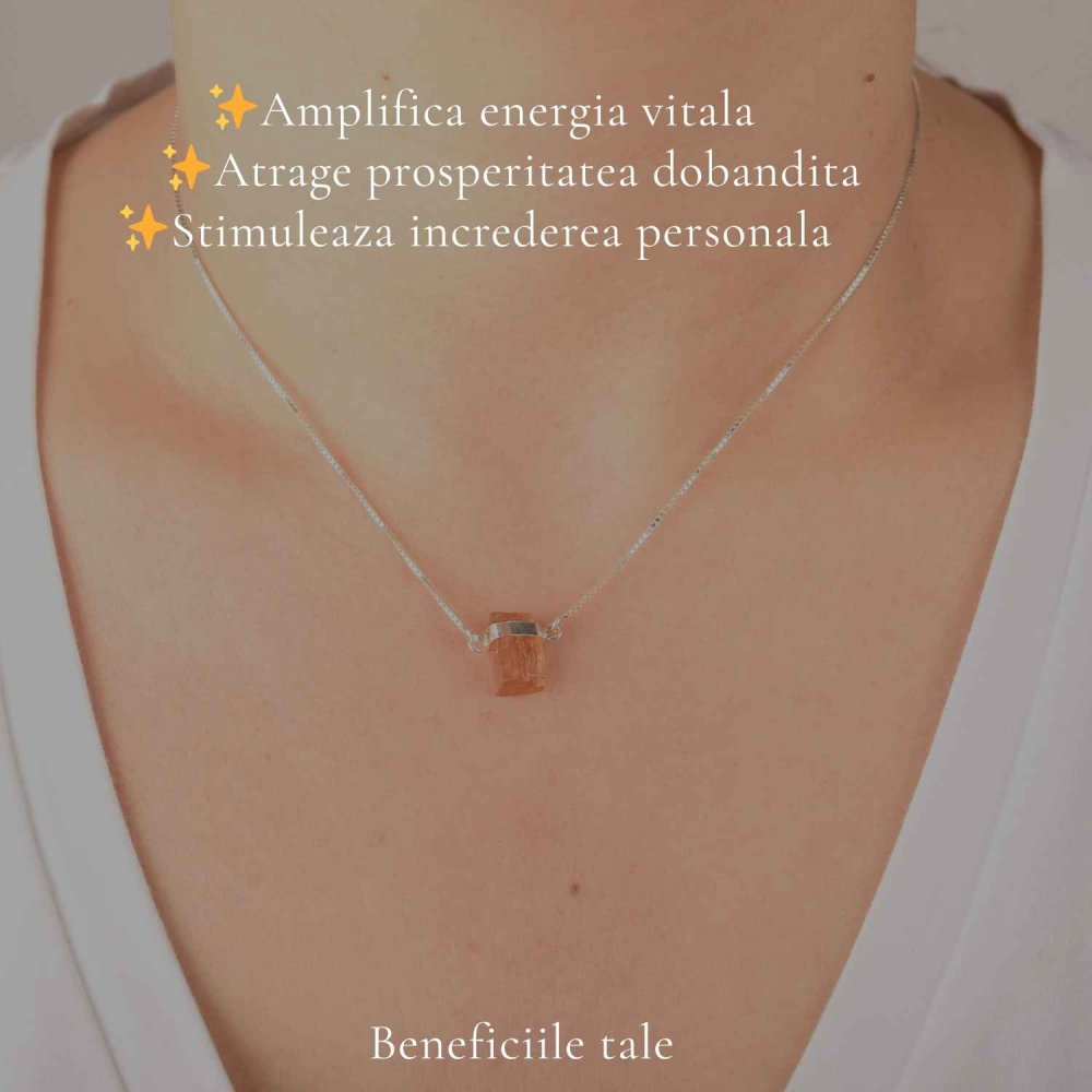 Colier Argint 925 cu Topaz Imperial Brut – Abundenta si incredere in Tine [3]