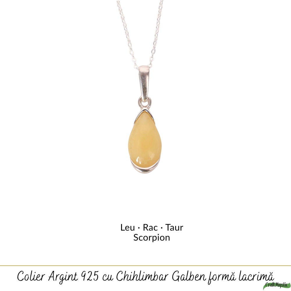 Colier argint 925 cu lacrima si chihlimbar galben – Energie solara si vitalitate [5]