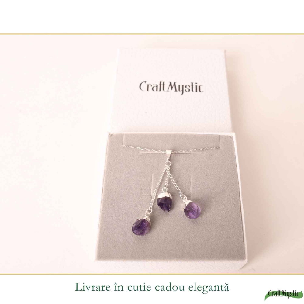 Colier cu Ametist Brut Natural – Claritate, Calm si Echilibru Interior [6]