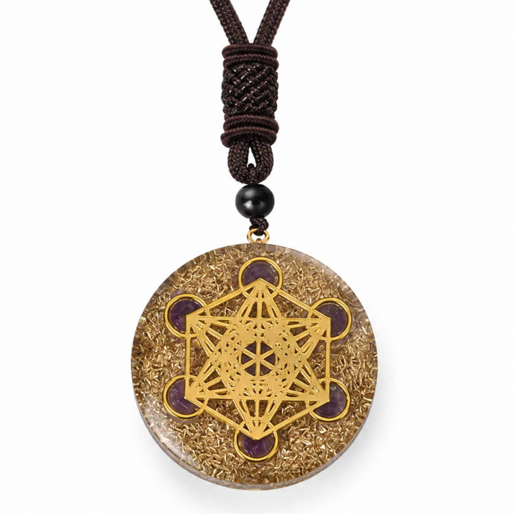 Colier Orgonit cu pietre naturale de Ametist si Cubul lui Metatron – Protectie, Intuitie si Armonie [1]