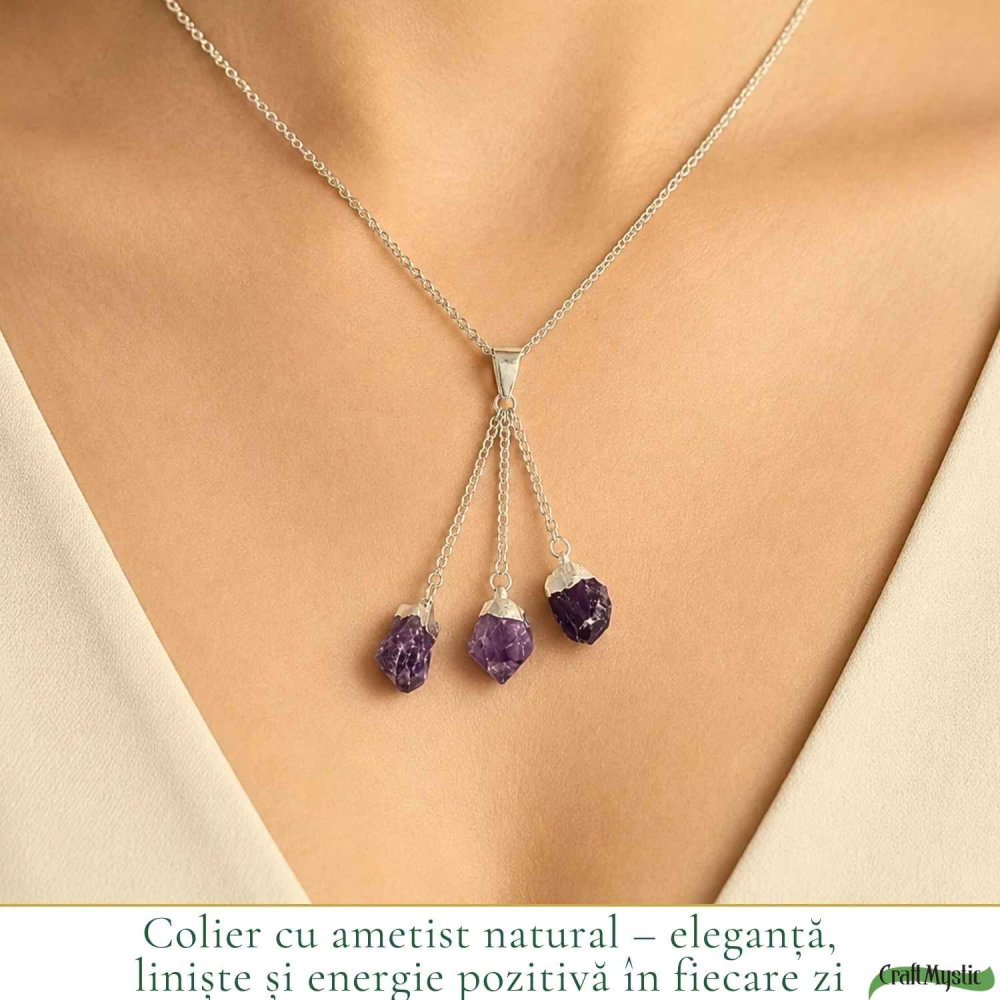 Colier cu Ametist Brut Natural – Claritate, Calm si Echilibru Interior [2]