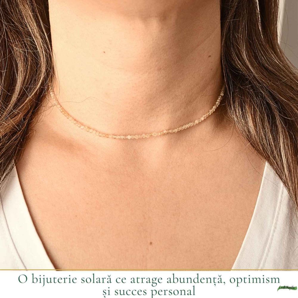 Colier Fin la Baza Gatului Tip Choker cu Citrin Fatetat – Abundenta si Energie Pozitiva [2]