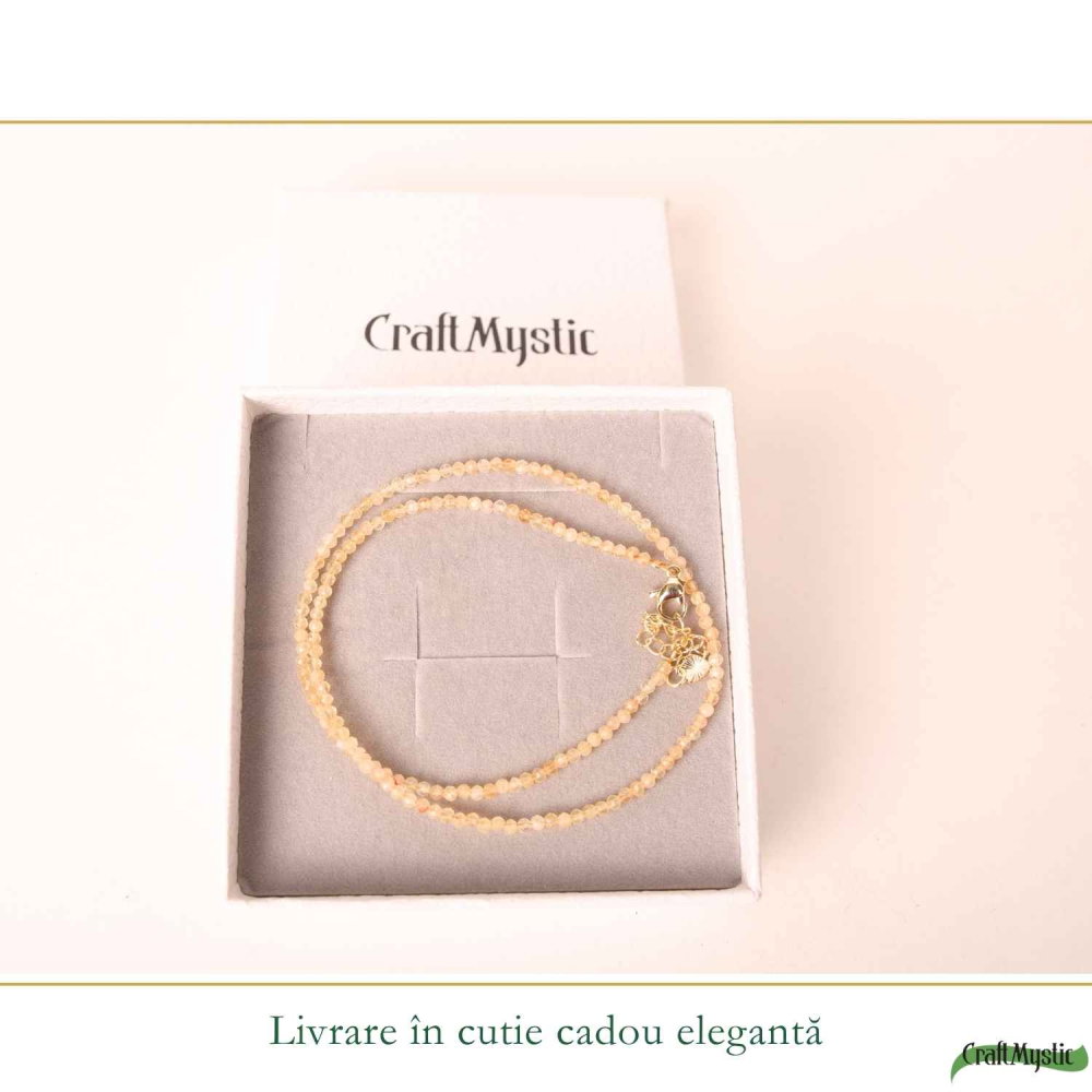 Colier Fin la Baza Gatului Tip Choker cu Citrin Fatetat – Abundenta si Energie Pozitiva [6]