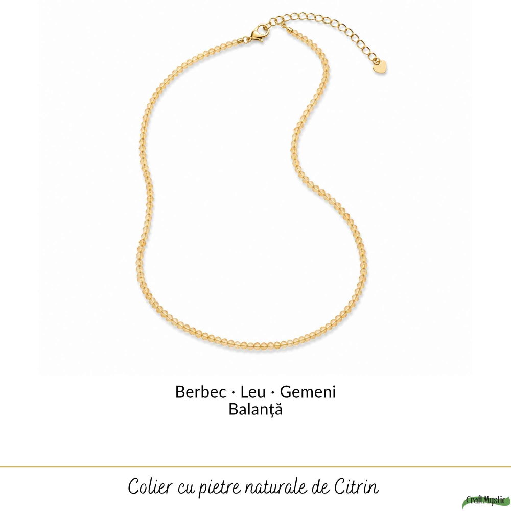 Colier Fin la Baza Gatului Tip Choker cu Citrin Fatetat – Abundenta si Energie Pozitiva [5]