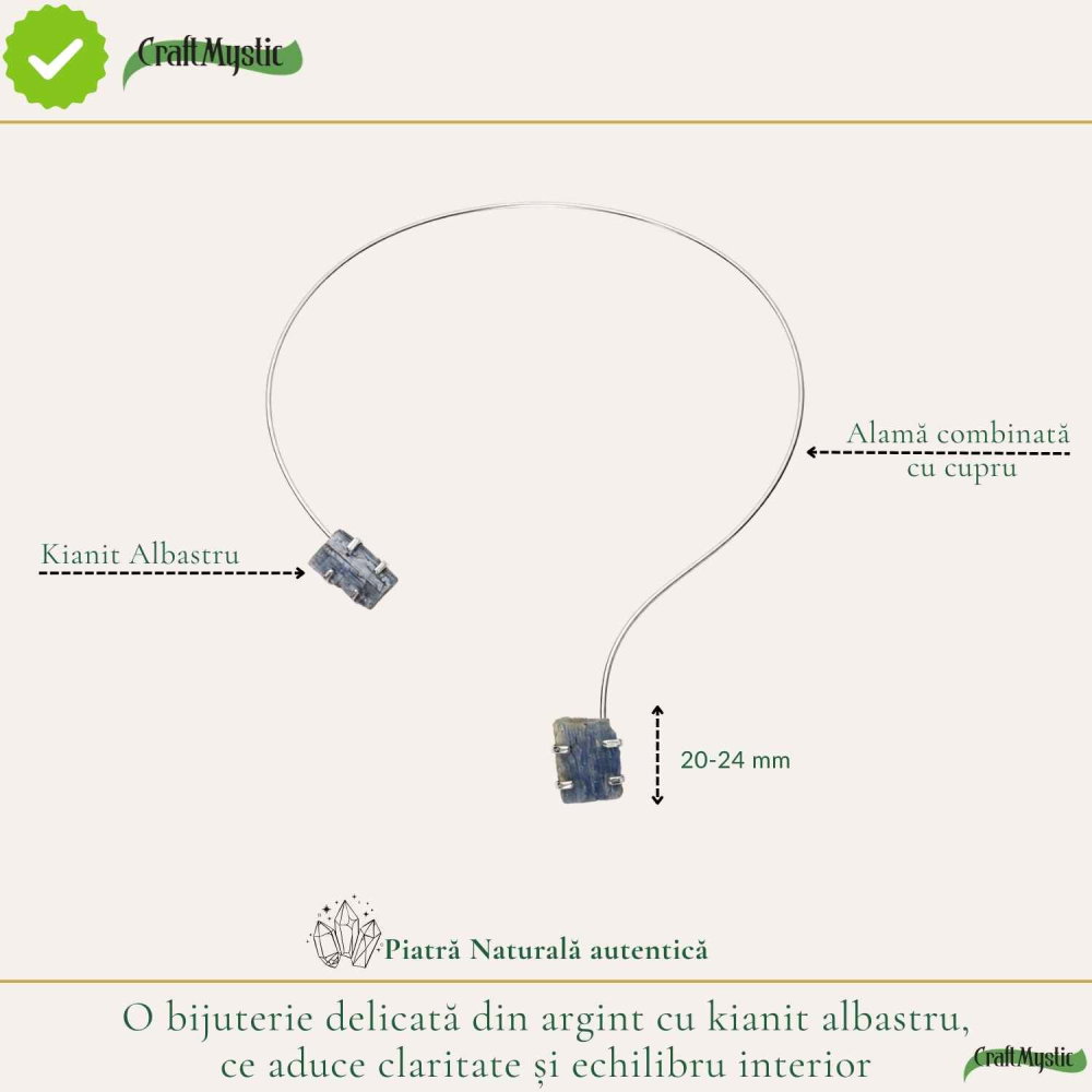 Colier Choker Argintiu cu Kianit Albastru Natural – Comunicare si Claritate Interioara [4]