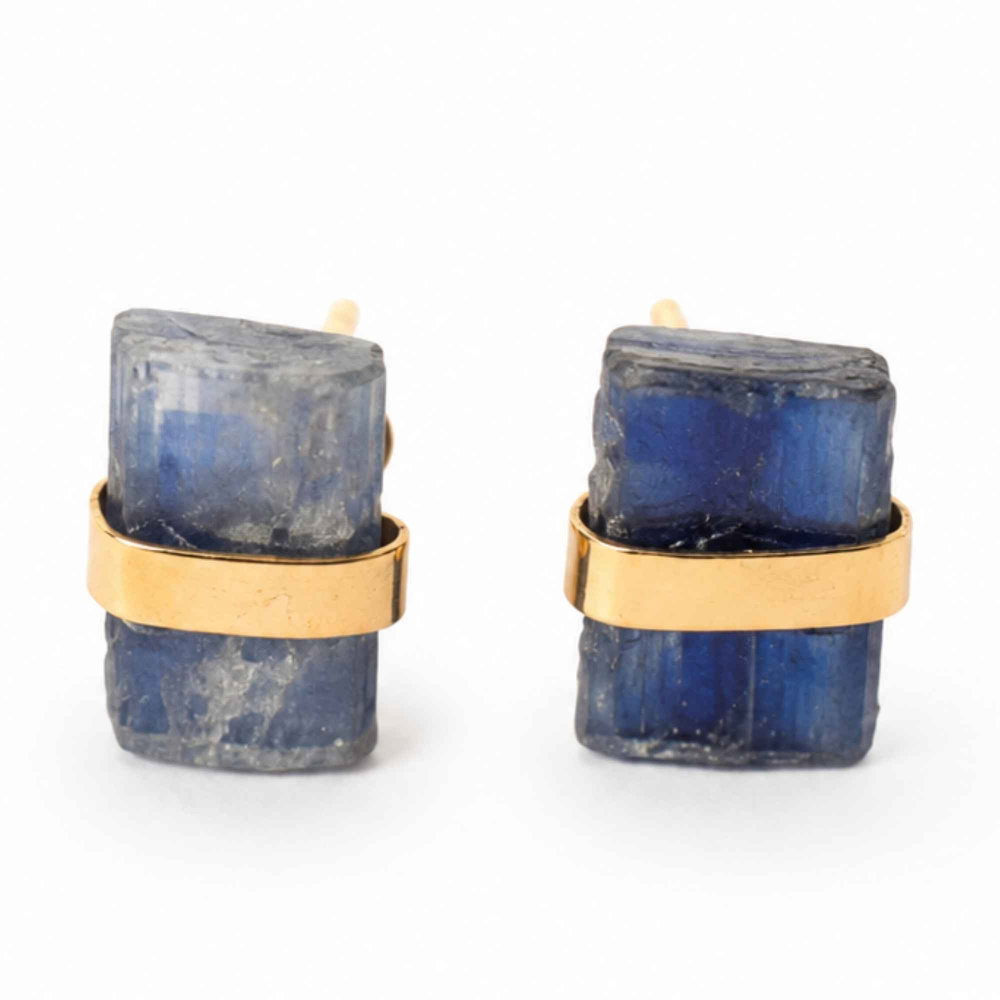 Cercei Argint 925 Placat cu Aur 18K cu Kianit Albastru Brut – Claritate si Intuitie [1]