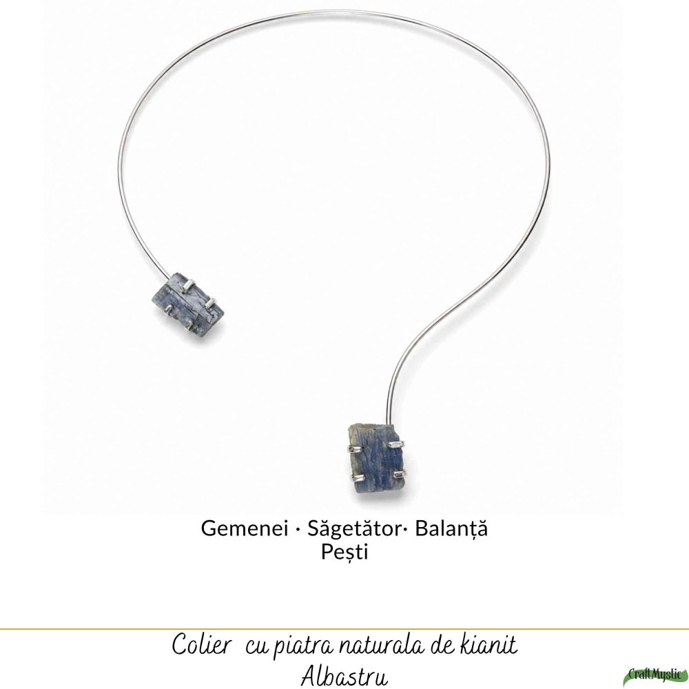 Colier Choker Argintiu cu Kianit Albastru Natural – Comunicare si Claritate Interioara [5]