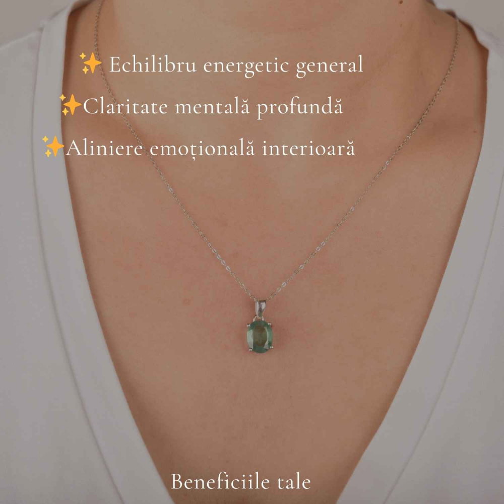 Colier Argint 925 cu Kianit Verde Fatetat – Echilibru si Claritate Interioara [3]