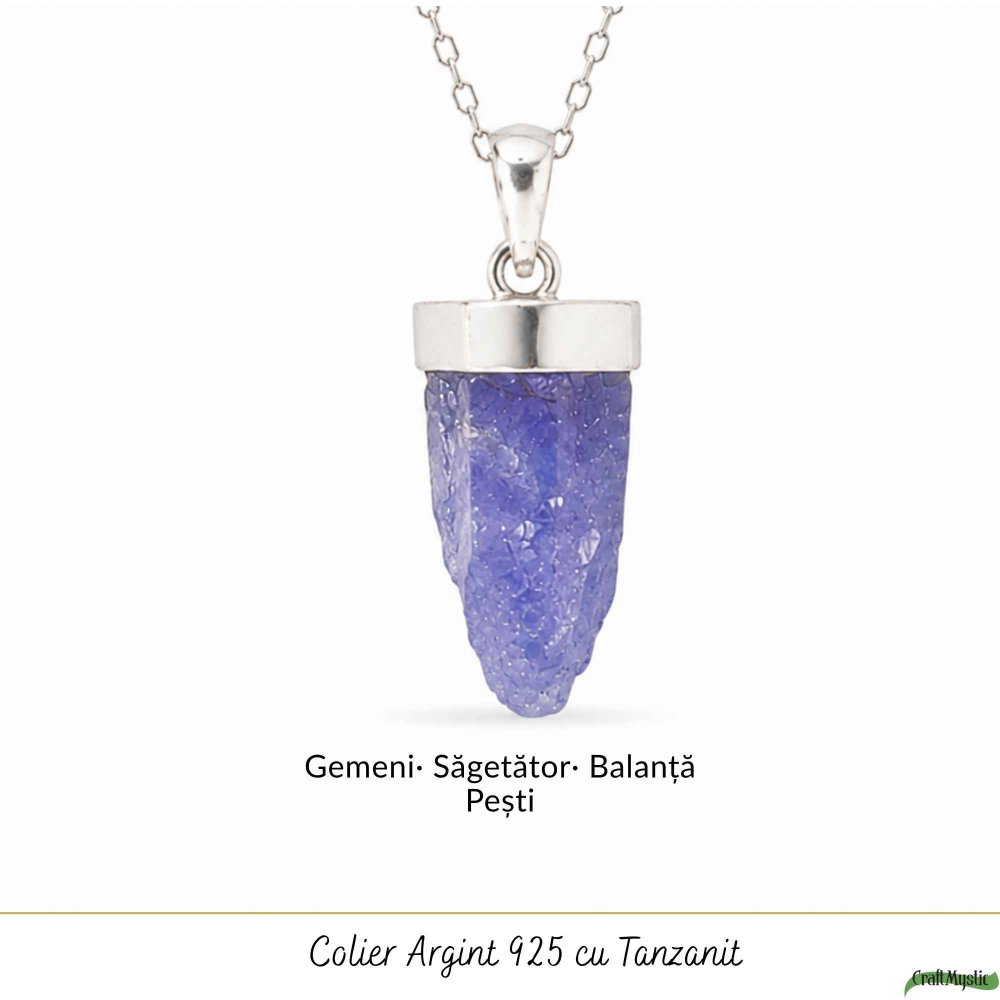 Colier Argint 925 cu Tanzanit Brut – Claritate, Intuitie si Energie Profunda [5]