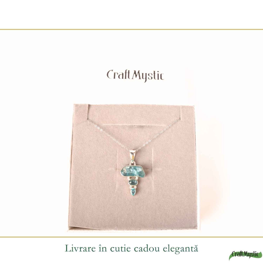Colier Argint 925 cu Triplu Apatit Albastru – Claritate si Comunicare Autentica [6]