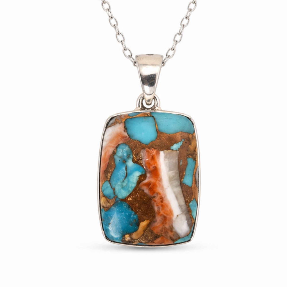 Colier argint 925 cu Turcoaz Arizona dreptunghi – Protectie si echilibru [1]