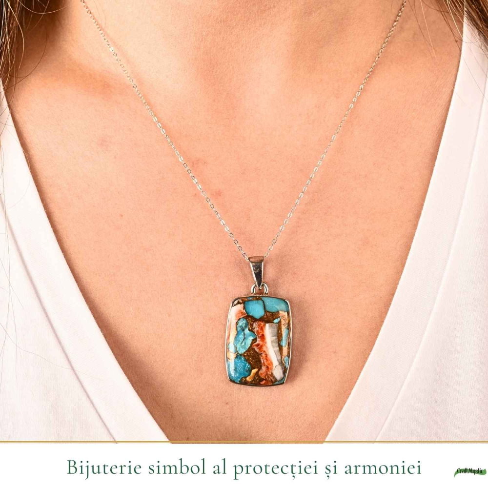 Colier argint 925 cu Turcoaz Arizona dreptunghi – Protectie si echilibru [2]