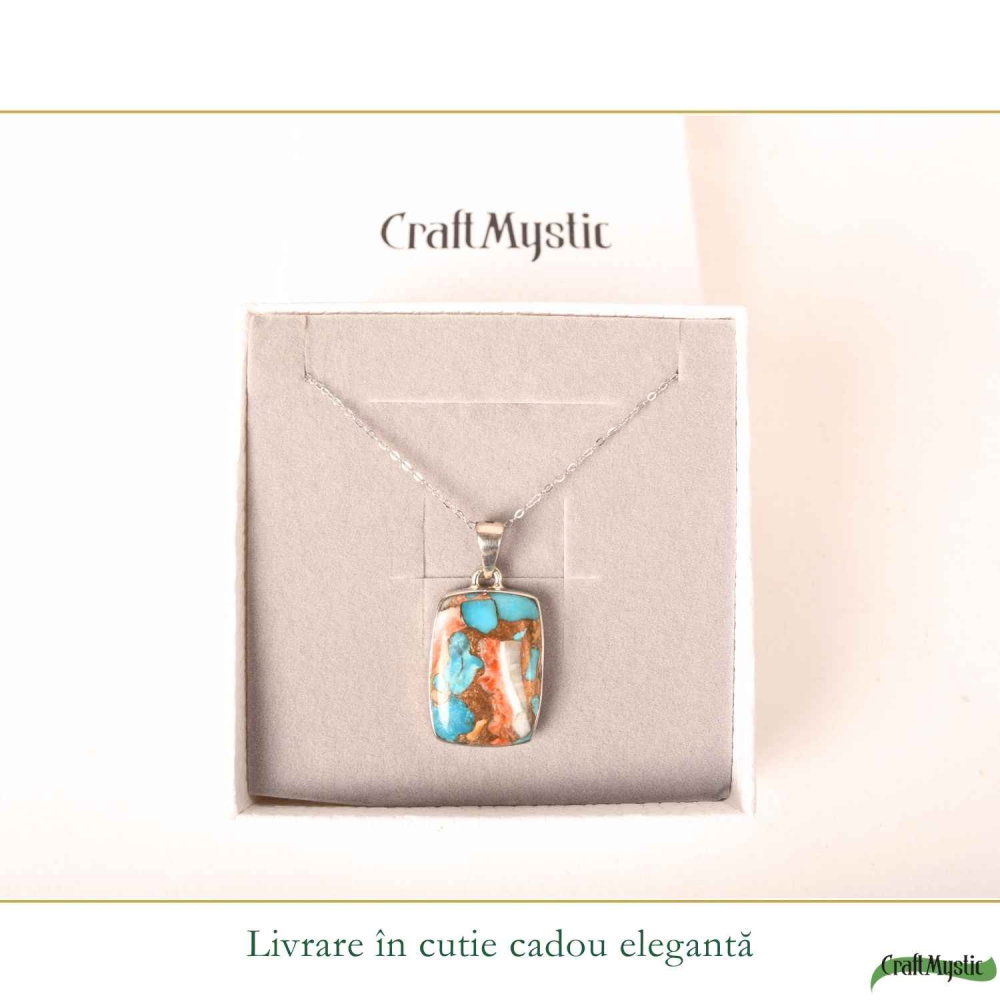 Colier argint 925 cu Turcoaz Arizona dreptunghi – Protectie si echilibru [6]