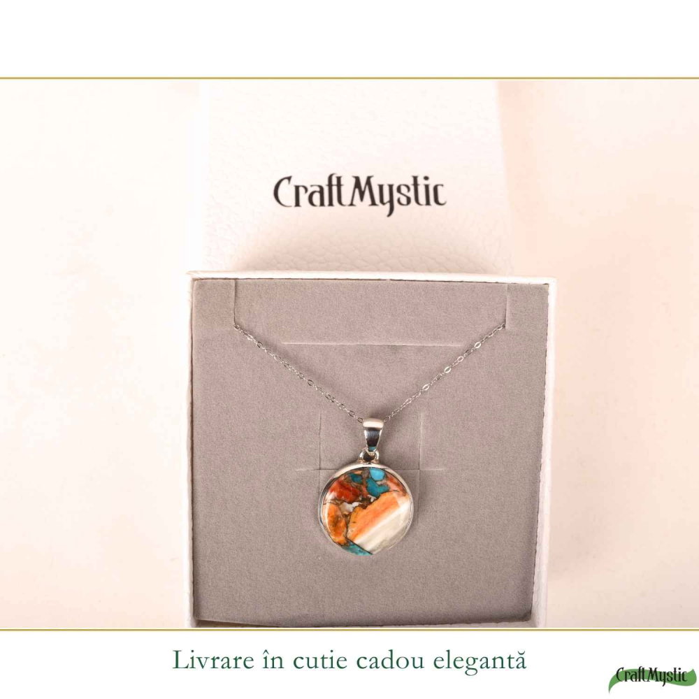 Colier argint 925 cu Turcoaz Arizona rotund – Protectie si echilibru [5]