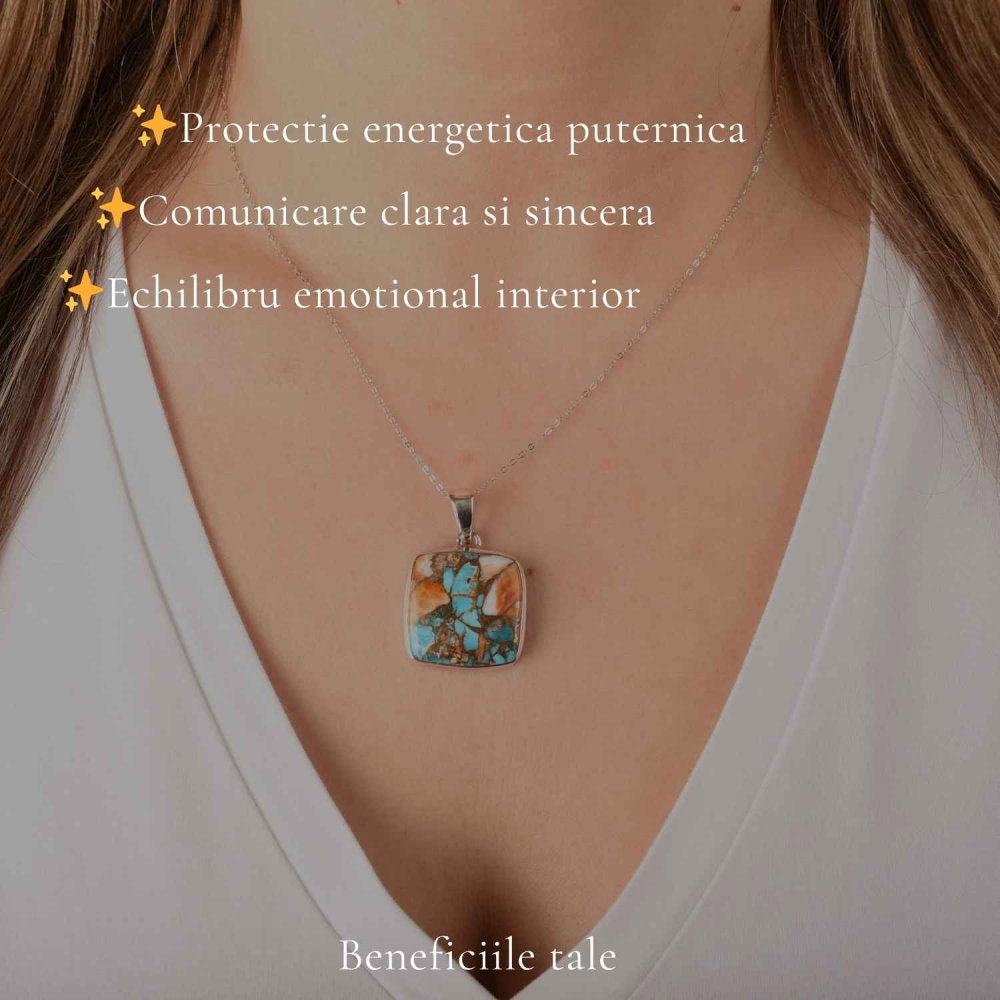 Colier argint 925 cu Turcoaz Arizona patrat – Protectie si stabilitate [3]