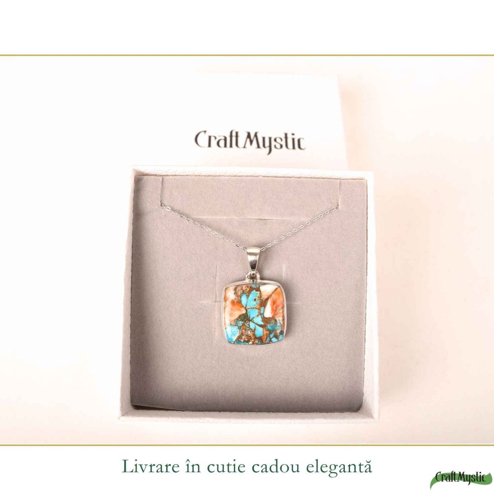 Colier argint 925 cu Turcoaz Arizona patrat – Protectie si stabilitate [6]
