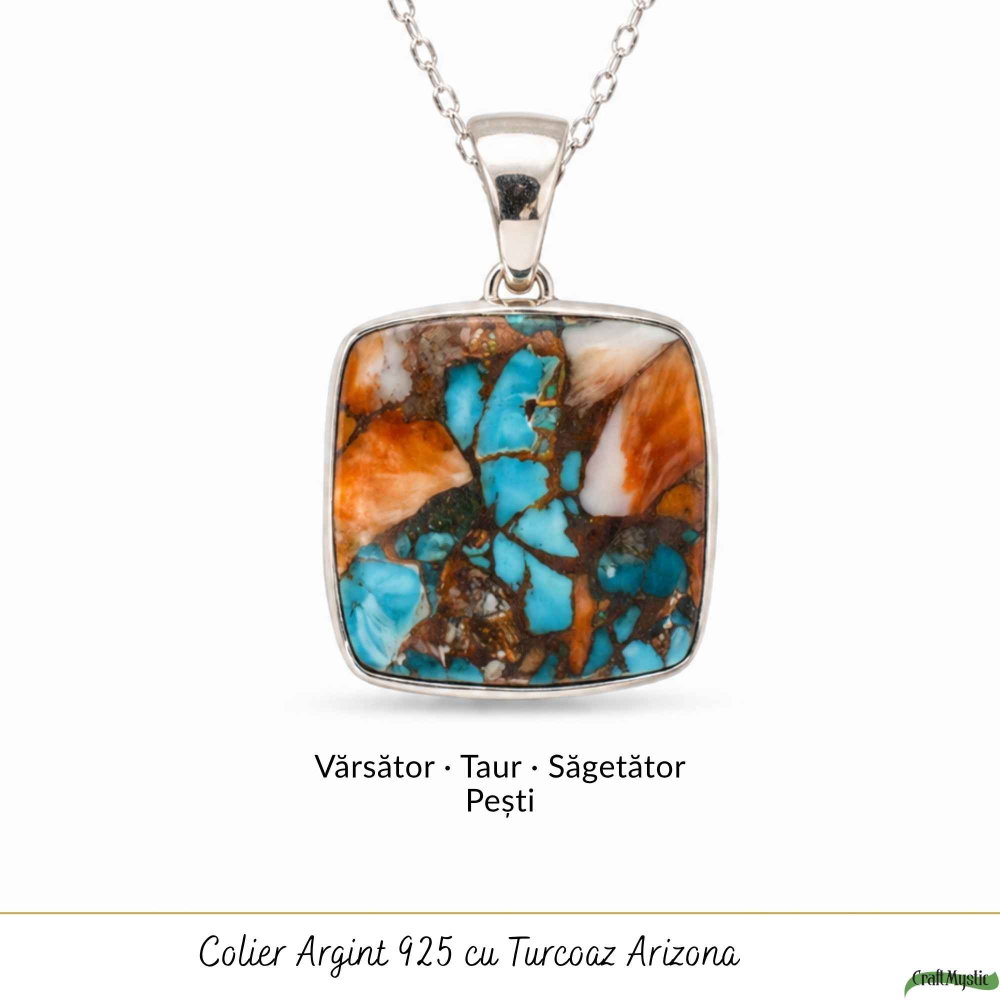 Colier argint 925 cu Turcoaz Arizona patrat – Protectie si stabilitate [5]