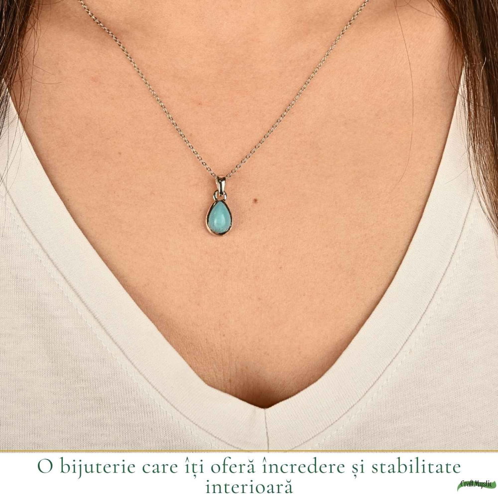 Colier argint 925 cu Turcoaz lacrima – calm si echilibru emotional [2]