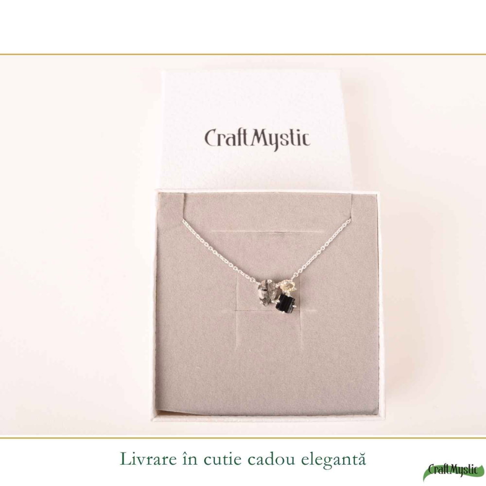 Colier Argint 925 cu Cuart Rutilat, Turmalina Neagra si Pakimer – Protecte si Claritate [6]