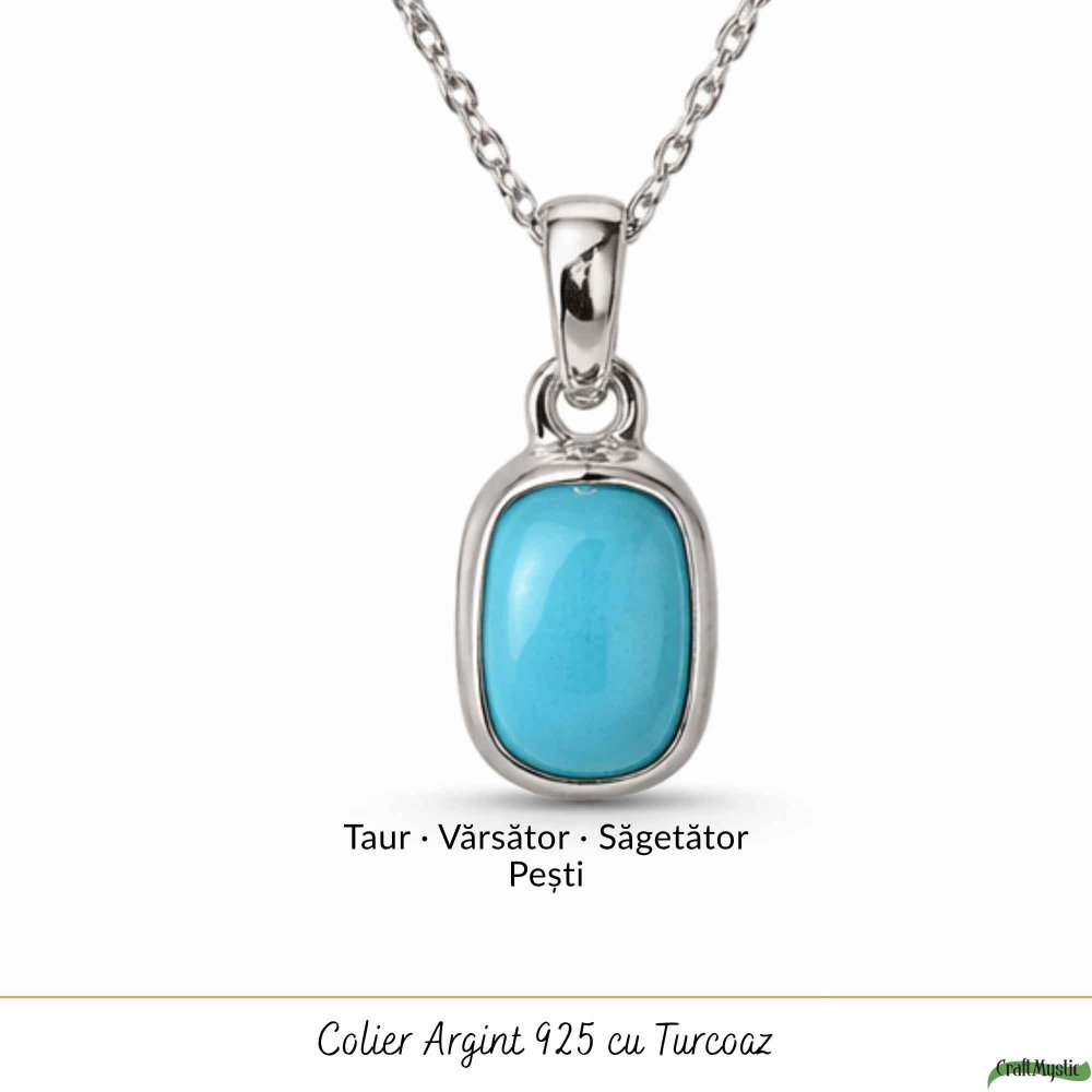 Colier Argint 925 cu Turcoaz Natural Dreptunghi – Calm si Energie Pozitiva [5]