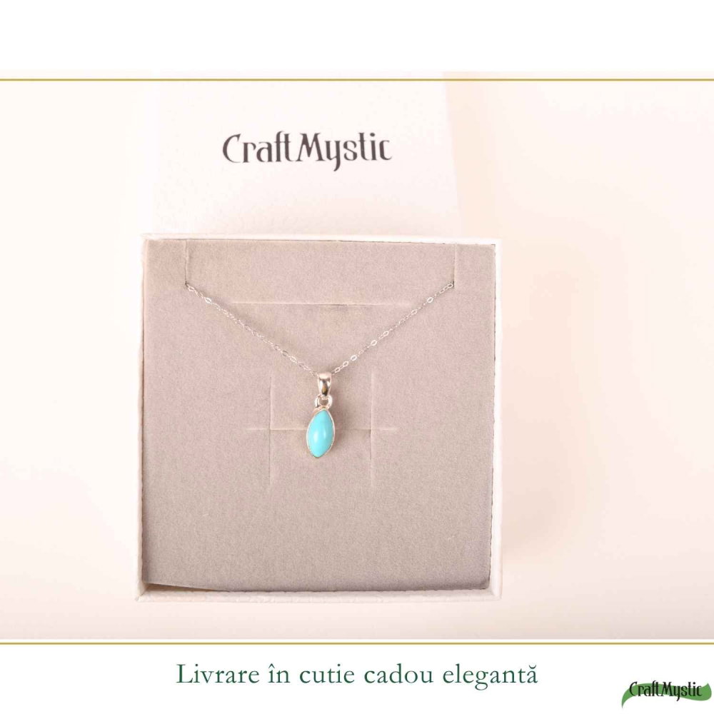 Colier Delicat Argint 925 cu Turcoaz Natural – Calm si Energie Pozitiva [6]