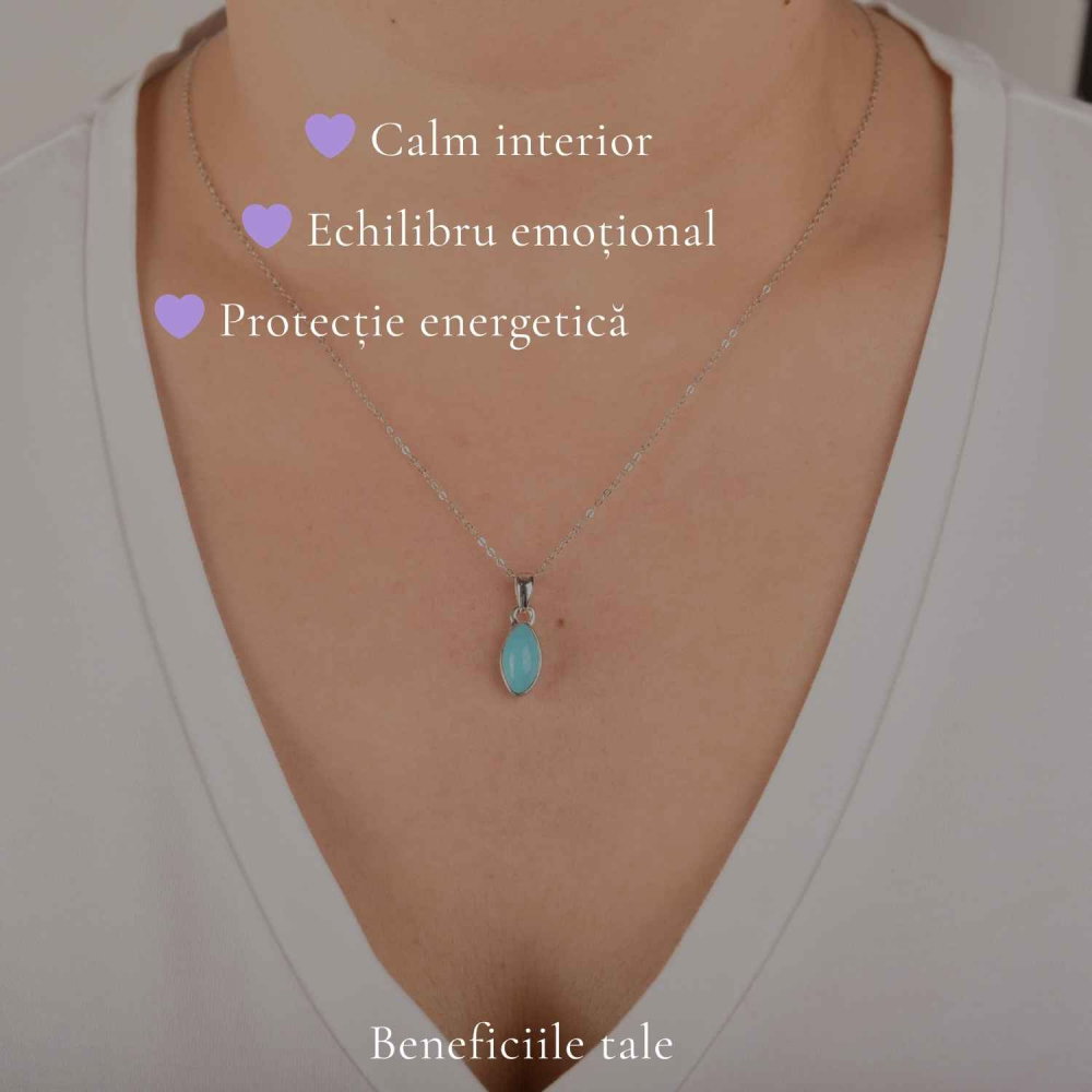 Colier Delicat Argint 925 cu Turcoaz Natural – Calm si Energie Pozitiva [3]