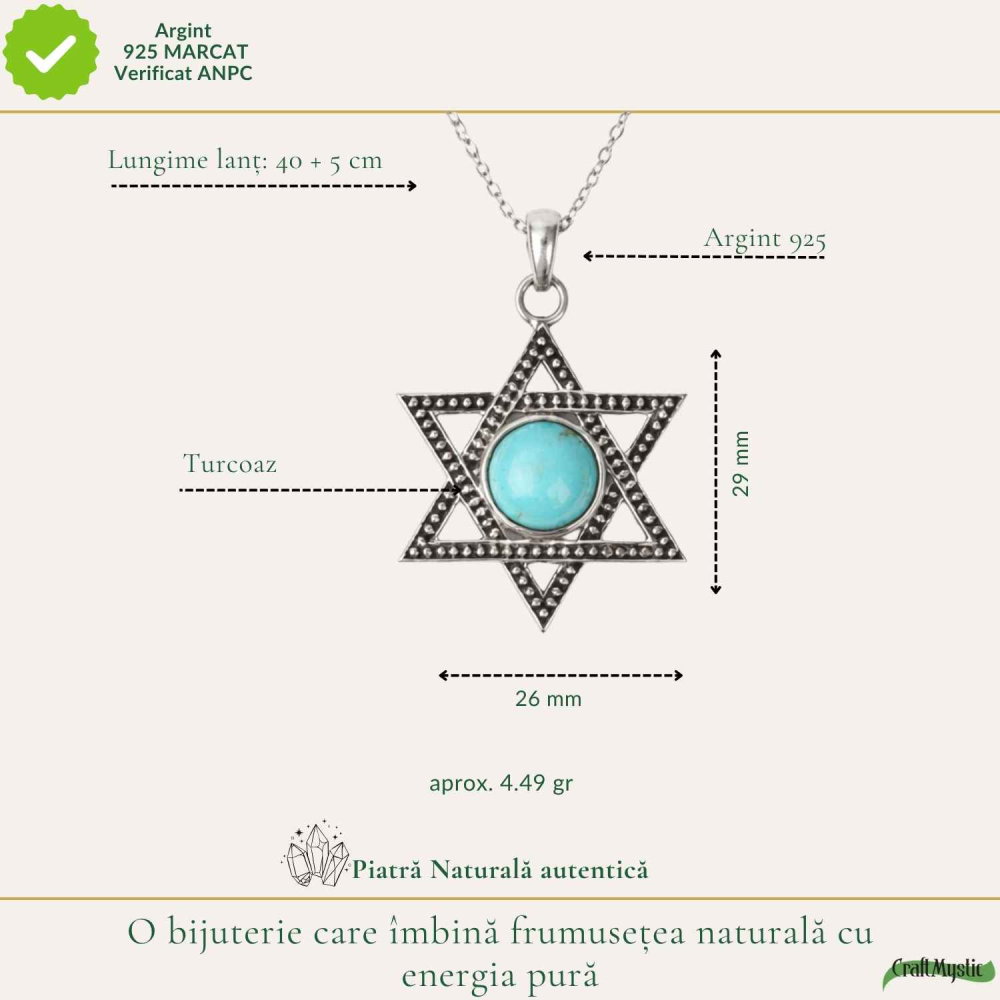 Colier argint 925 cu Turcoaz stea – inspiratie si protectie zilnica [4]