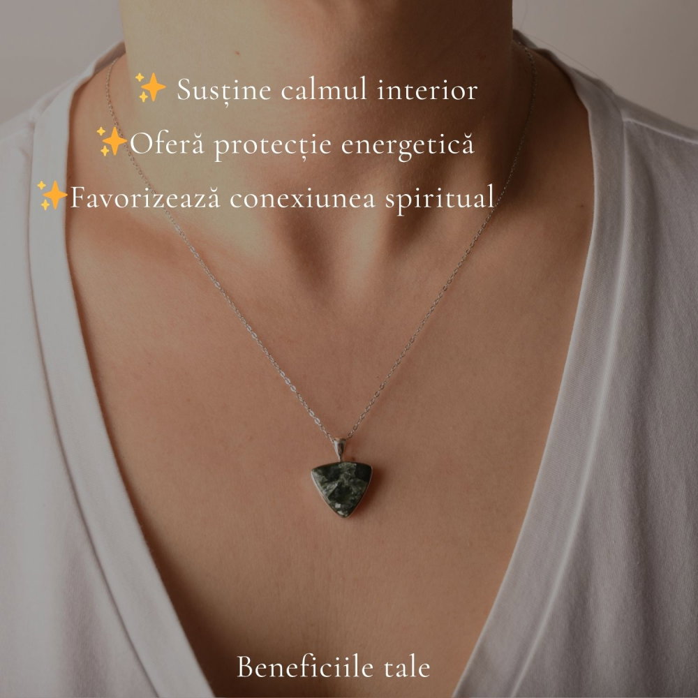 Colier Argint 925 cu Serafinit Triunghi – Echilibru Spiritual si Protectie [3]