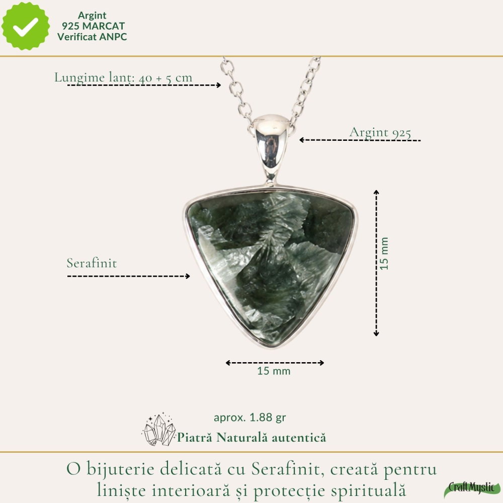 Colier Argint 925 cu Serafinit Triunghi – Echilibru Spiritual si Protectie [4]