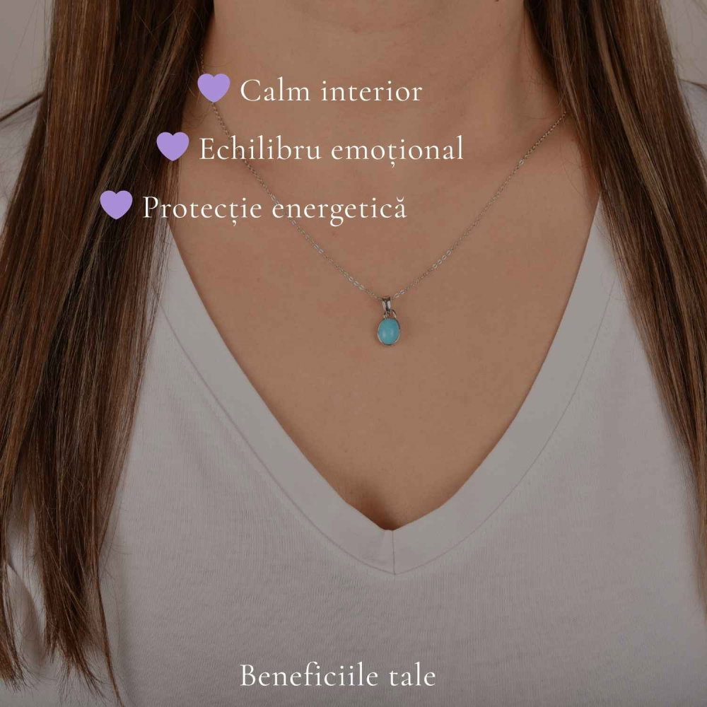 Colier argint 925 cu Turcoaz oval – Calm si echilibru interior [3]