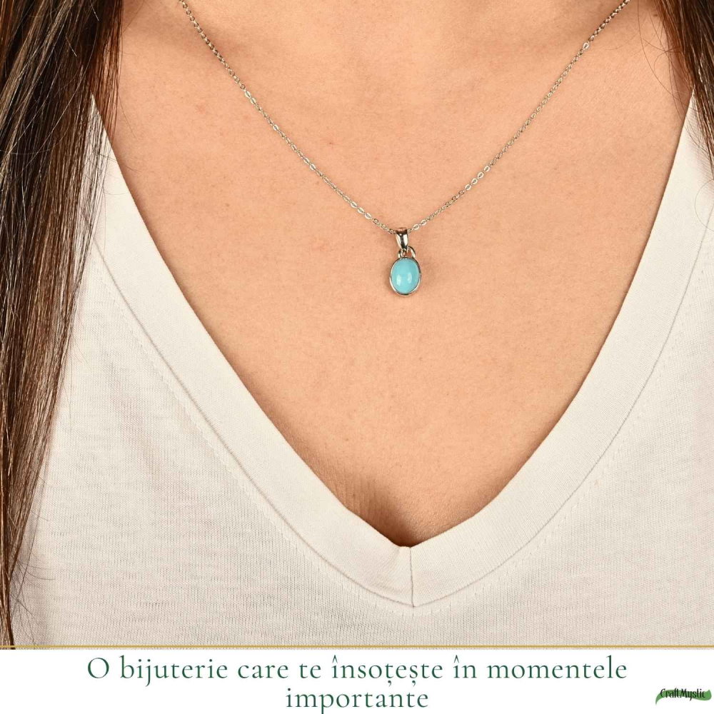 Colier argint 925 cu Turcoaz oval – Calm si echilibru interior [2]