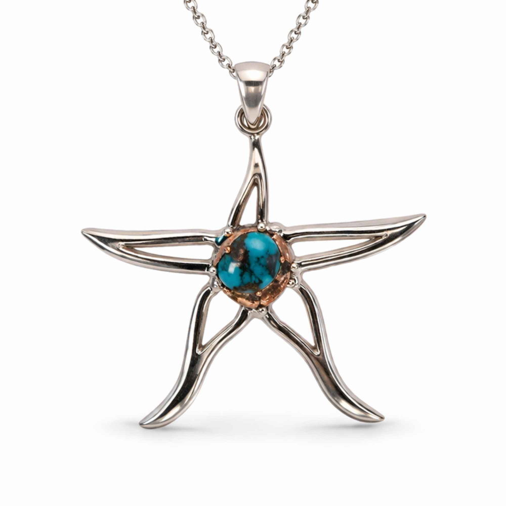 Colier argint 925 cu Turcoaz Spinny Oyster stea – inspiratie si protectie interioara [1]