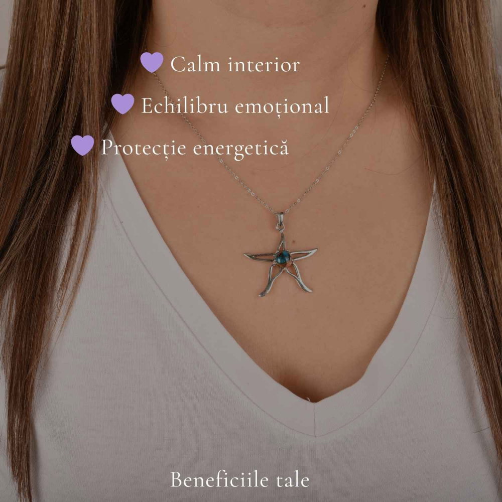 Colier argint 925 cu Turcoaz Spinny Oyster stea – inspiratie si protectie interioara [3]