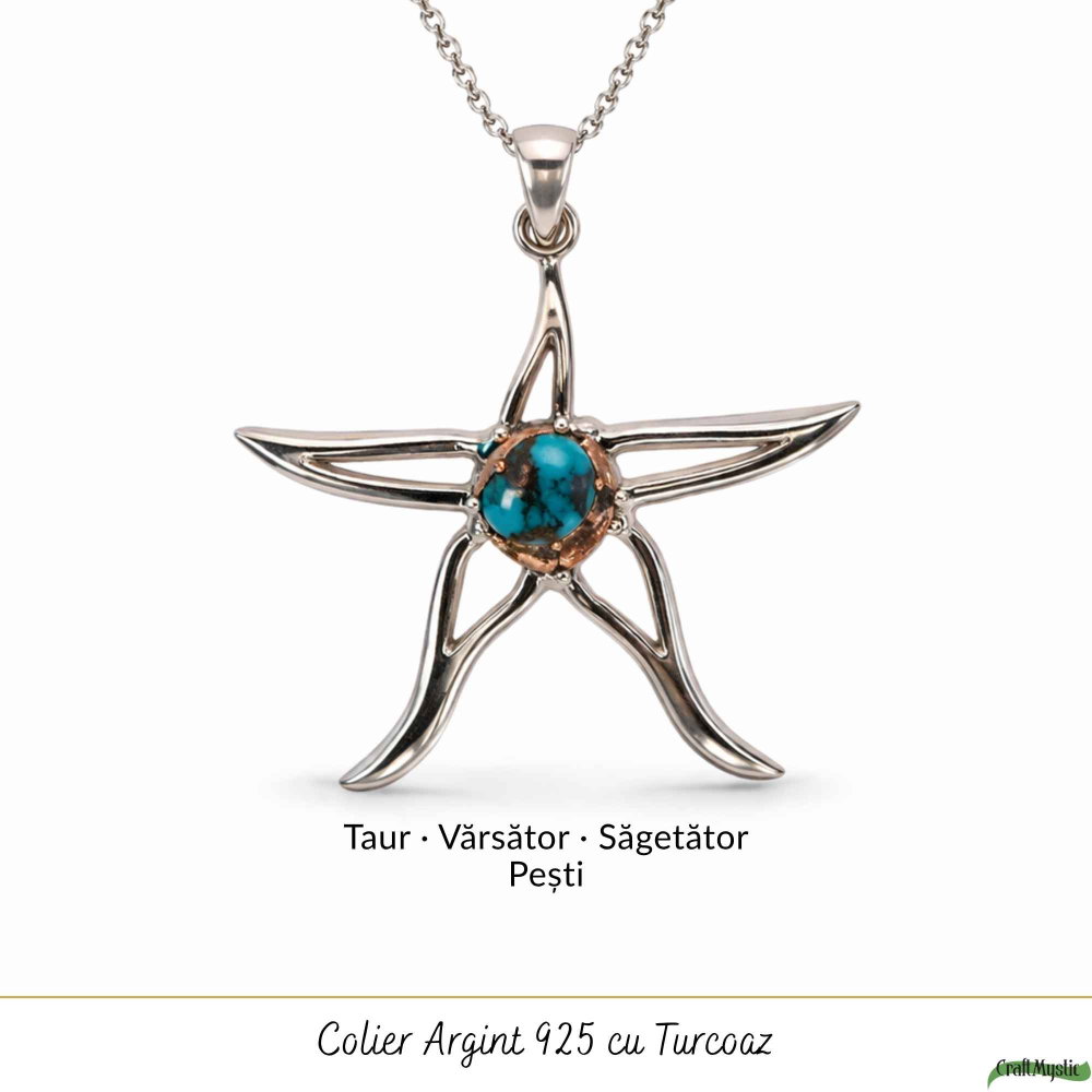 Colier argint 925 cu Turcoaz Spinny Oyster stea – inspiratie si protectie interioara [5]