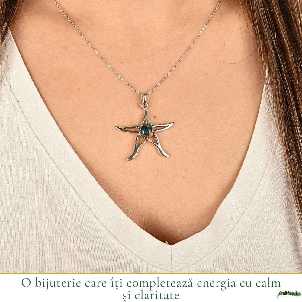 Colier argint 925 cu Turcoaz Spinny Oyster stea – inspiratie si protectie interioara [2]