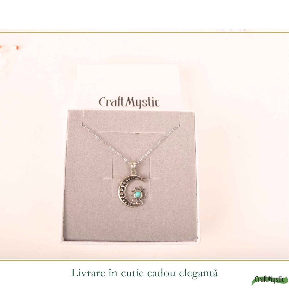 Colier argint 925 cu Turcoaz semiluna si soare – echilibru si protectie zilnica [6]