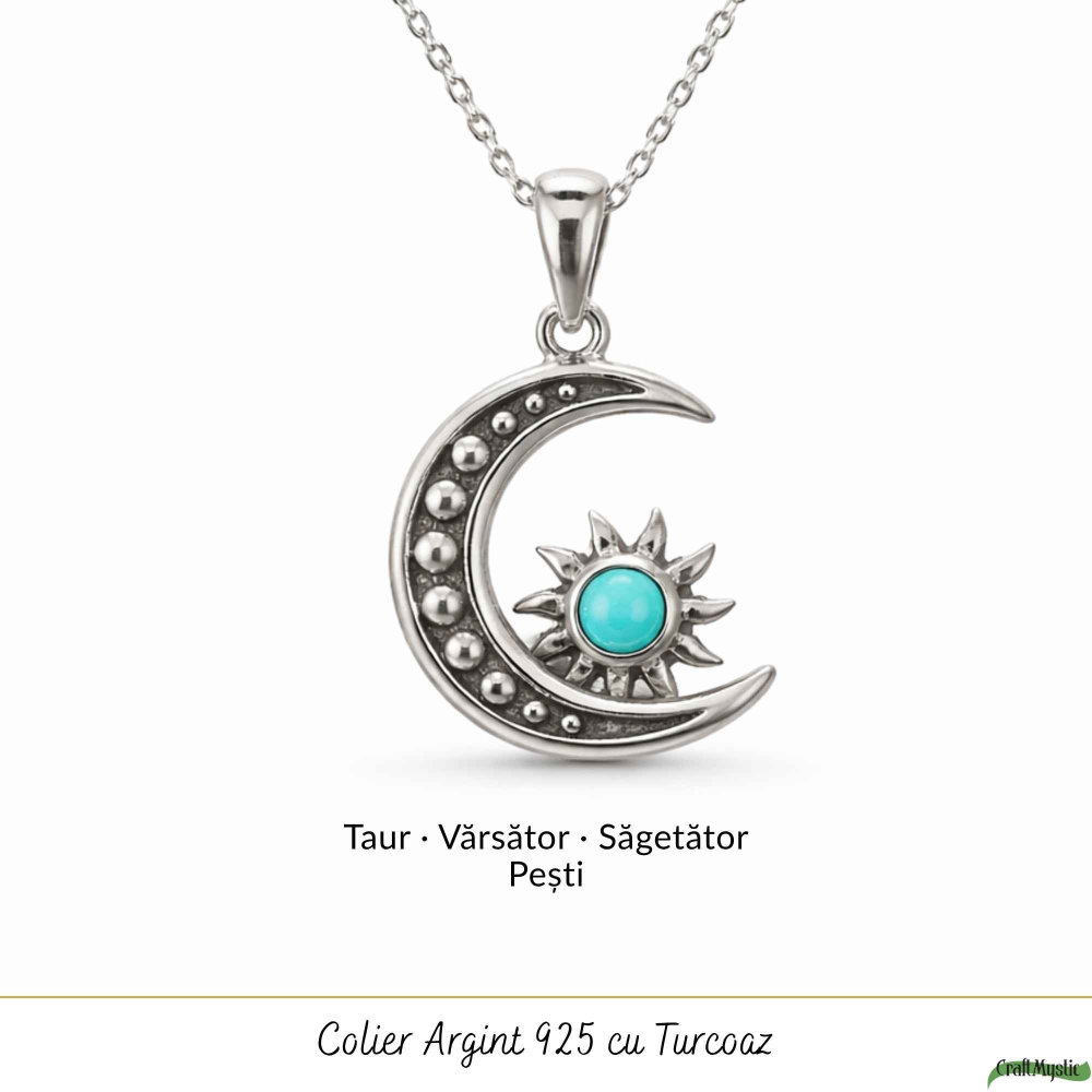Colier argint 925 cu Turcoaz semiluna si soare – echilibru si protectie zilnica [5]