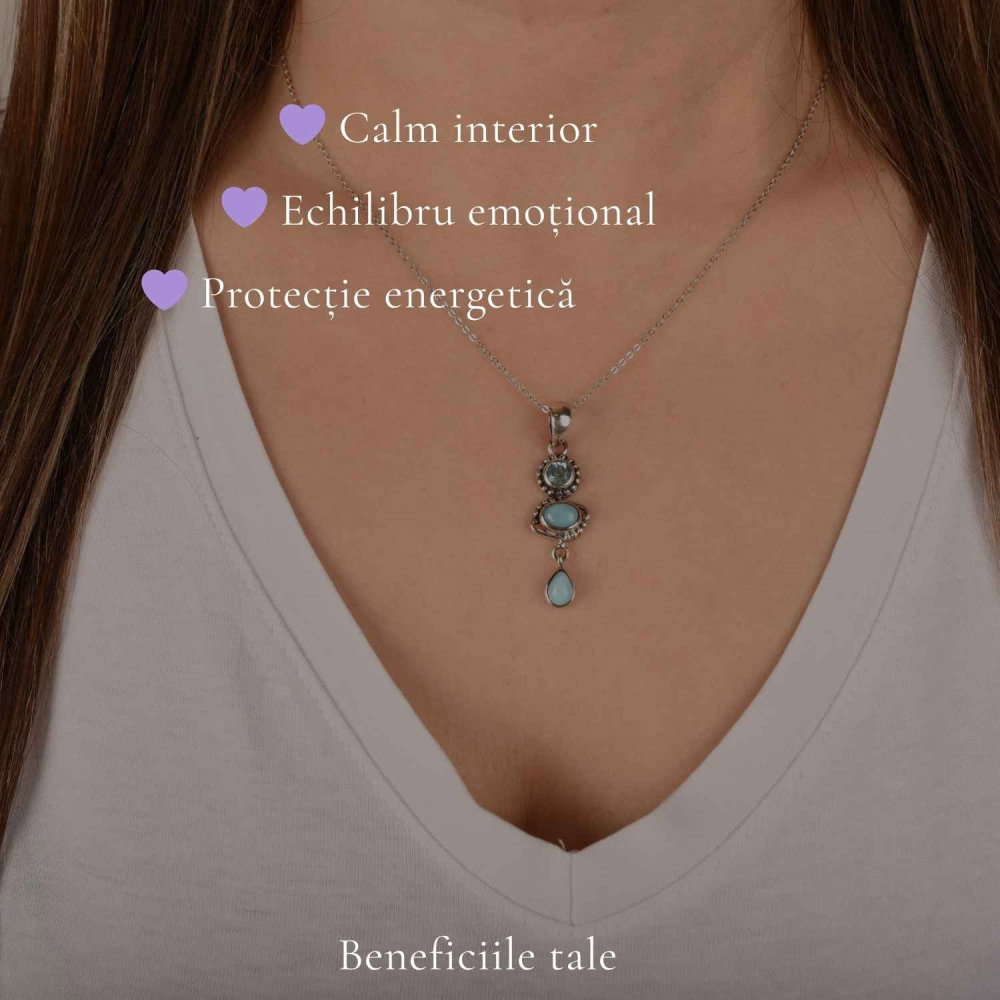 Colier argint 925 cu Turcoaz si Topaz – Claritate si echilibru feminin [3]