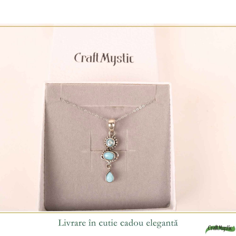 Colier argint 925 cu Turcoaz si Topaz – Claritate si echilibru feminin [6]