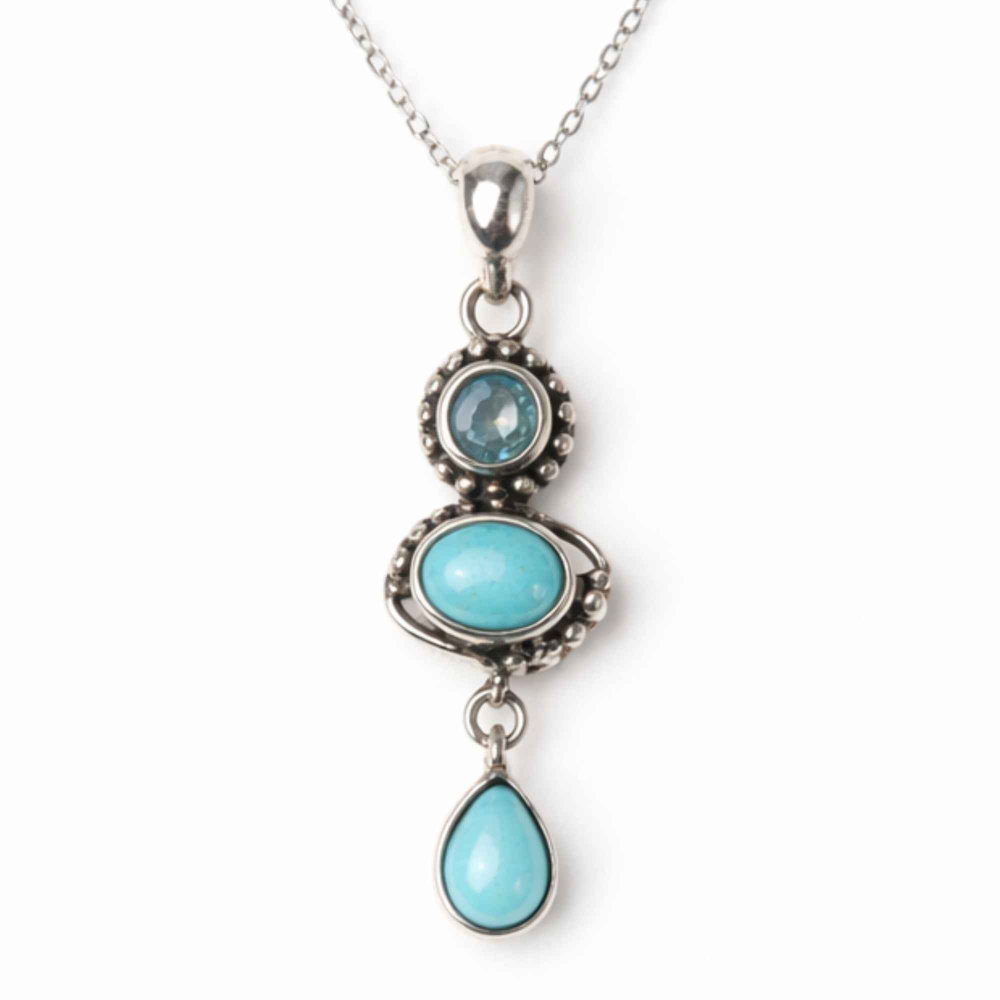 Colier argint 925 cu Turcoaz si Topaz – Claritate si echilibru feminin [1]