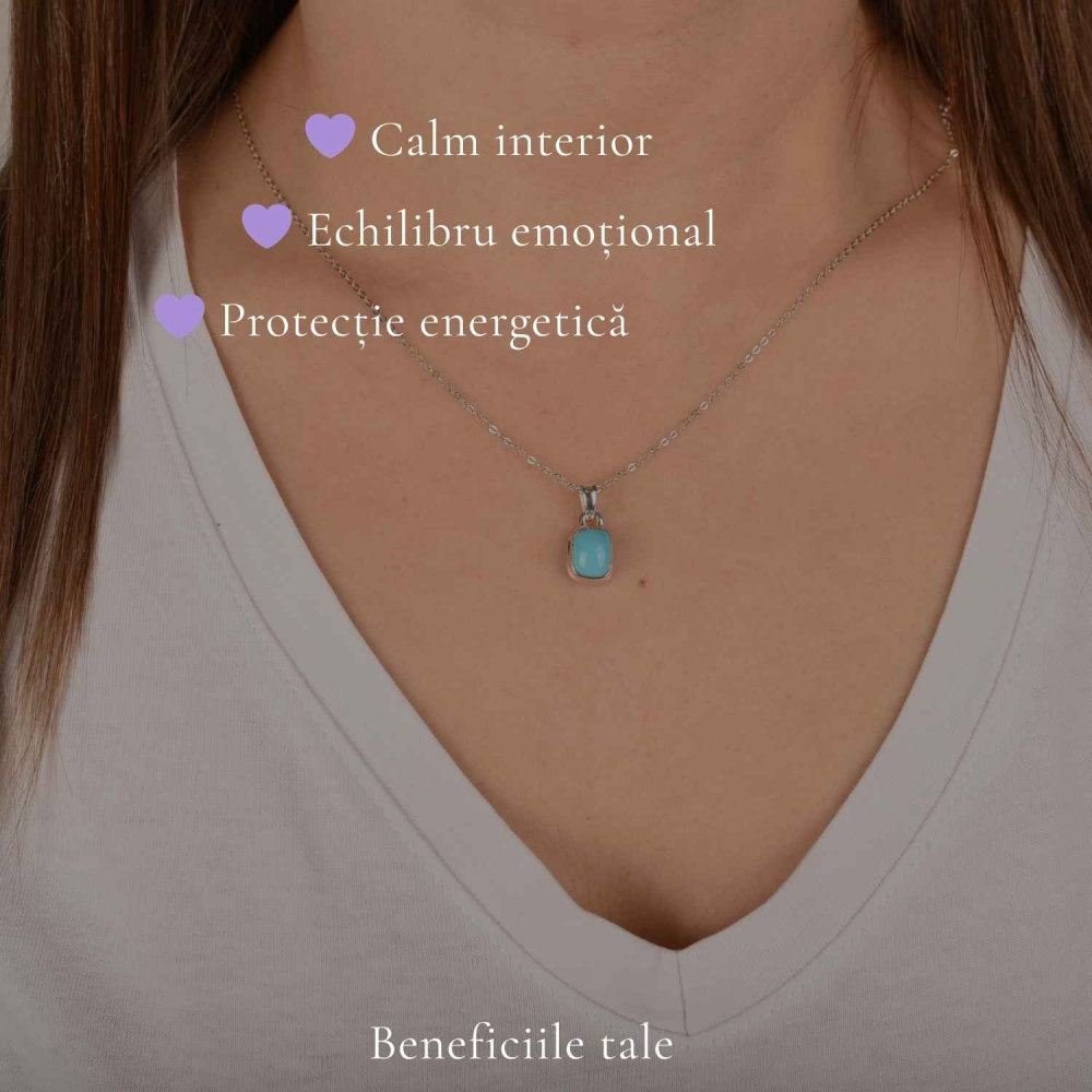 Colier argint 925 cu Turcoaz dreptunghi – claritate si echilibru zilnic [3]